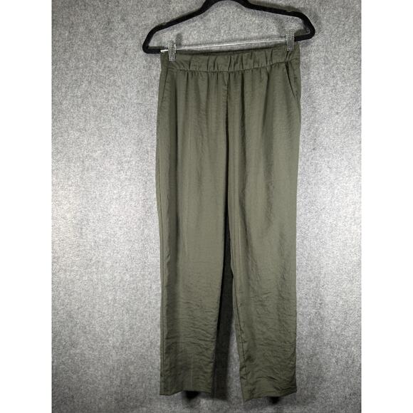 H&M Pants Women 6 Green Pull On Straight Relaxed‎ Stretch Vacation Summer Resort - Picture 1 of 8